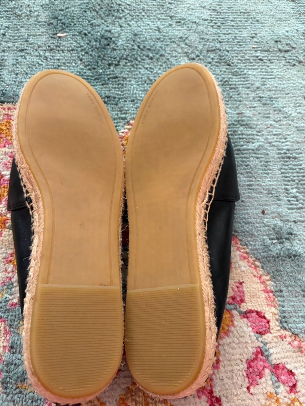 Tory Burch Black Leather Espadrille Slip-Ons - Picture 4 of 4